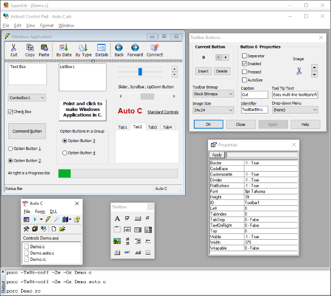 A free C IDE with WYSIWYG GUI design